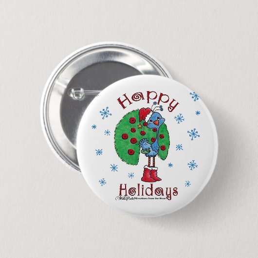 Christmas Peacock Button (Vorne & Hinten)