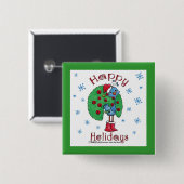 Christmas Peacock Button (Vorne & Hinten)