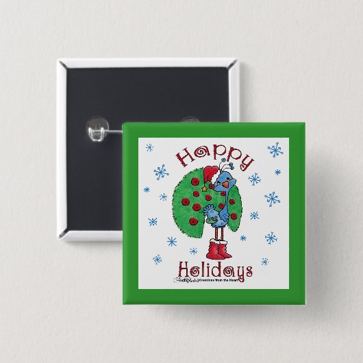 Christmas Peacock Button (Vorne & Hinten)