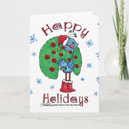 Christmas Peacock Feiertagskarte (Vorderseite)