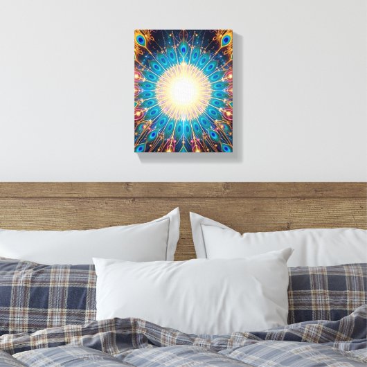 Christmas Peacock Frequency Premium Wrapped Canvas Leinwanddruck (Insitu (Schlafzimmer))