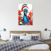 Christmas Peacock in Bloom Premium Wrapped Canvas Leinwanddruck (Insitu (Schlafzimmer))