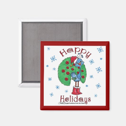 Christmas Peacock Magnet (Vorderseite/Rückseite)