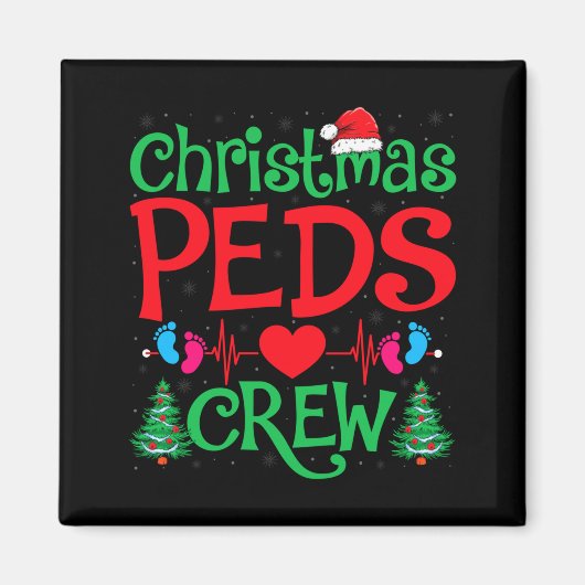 Christmas Peds Crew Santa Hat Xmas Tree Pediatric  Magnet (Vorne)