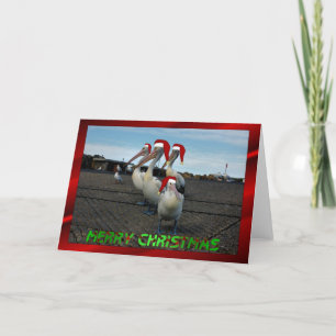 Christmas pelican family funny humor Christmas xma Feiertagskarte