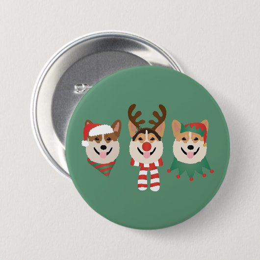 Christmas Pembroke Welsh Corgi Hunde Button (Vorne & Hinten)