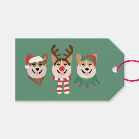 Christmas Pembroke Welsh Corgi Hunde Geschenkanhänger (Vorderseite (Horizontal))