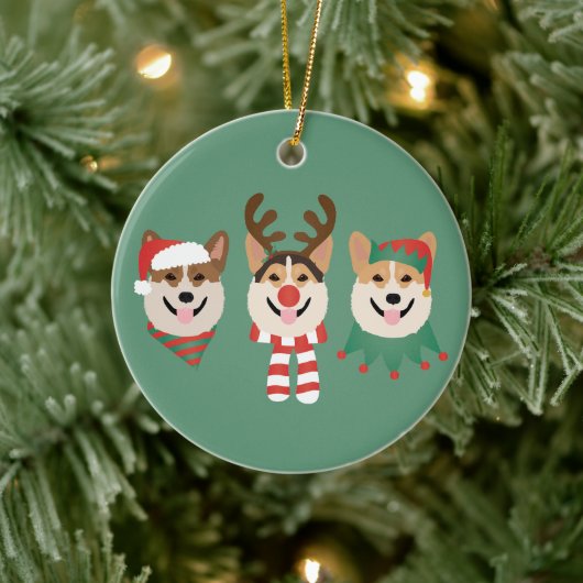 Christmas Pembroke Welsh Corgi Hunde Keramik Ornament (Baum)