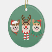 Christmas Pembroke Welsh Corgi Hunde Keramik Ornament (Links)