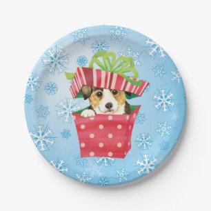 Christmas Pembroke Welsh Corgi Pappteller