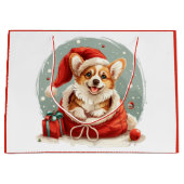 Christmas Pembroke Welsh Corgi Puppy Große Geschenktüte (Vorderseite)