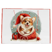 Christmas Pembroke Welsh Corgi Puppy Große Geschenktüte (Rückseite)