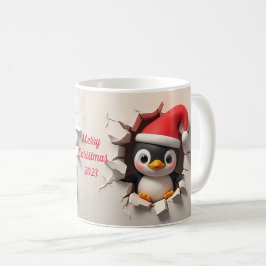 Christmas Penguin 3D Breakfast Kaffeetasse (VorderseiteRechts)