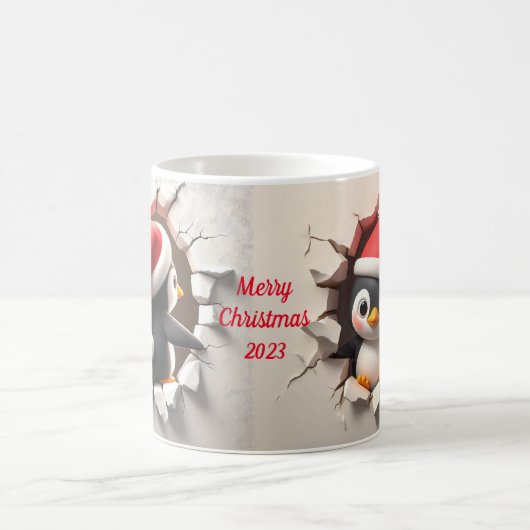 Christmas Penguin 3D Breakfast Kaffeetasse (Mittel)