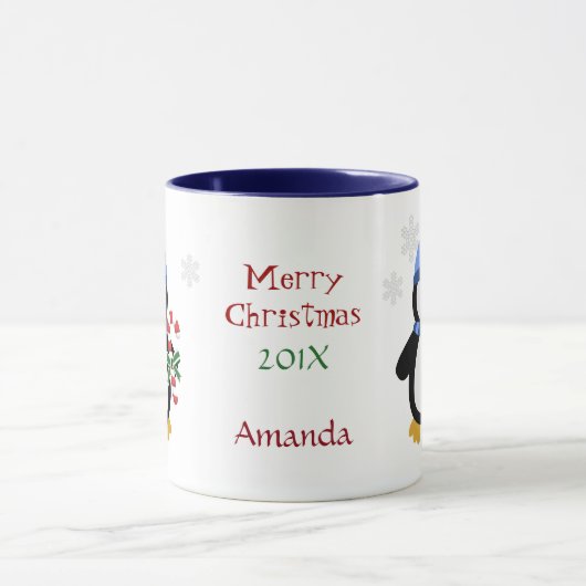Christmas Penguin Blue Tasse (Zentrum)