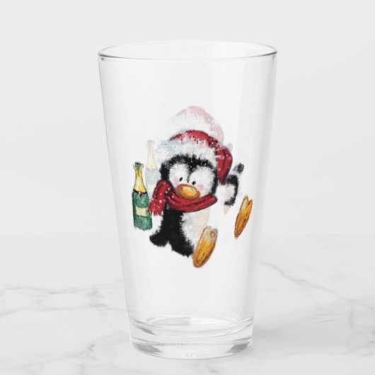 Christmas Penguin Funny Glass Glas (Rückseite)