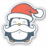 Christmas Penguin Mustache Vinyl Cut Sticker<br><div class="desc">Niedlicher Blue Pinguin mit einem Weihnachtshut und einem trendigen weißen Schnurrbart für die Weihnachtszeit!</div>