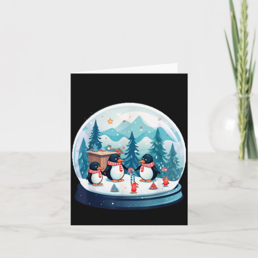 Christmas Penguin Snow Globe Scene Family Holiday  Karte (Vorderseite)