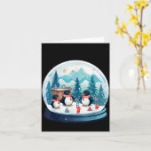 Christmas Penguin Snow Globe Scene Family Holiday  Karte (Gelbe Blume)