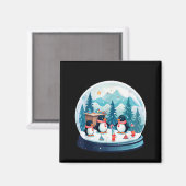 Christmas Penguin Snow Globe Scene Family Holiday Magnet (Vorderseite/Rückseite)
