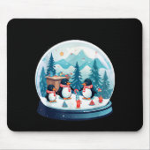 Christmas Penguin Snow Globe Scene Family Holiday  Mousepad (Vorne)