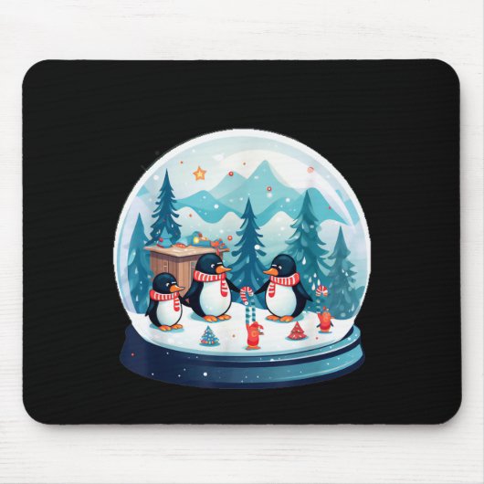 Christmas Penguin Snow Globe Scene Family Holiday  Mousepad (Vorne)