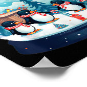 Christmas Penguin Snow Globe Scene Family Holiday Poster (Ecke)