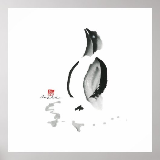 Christmas Penguin, Sumi-e Poster (Vorne)