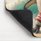 Christmas Penguin Surfing On an Ocean Wave Mousepad (Ecke)