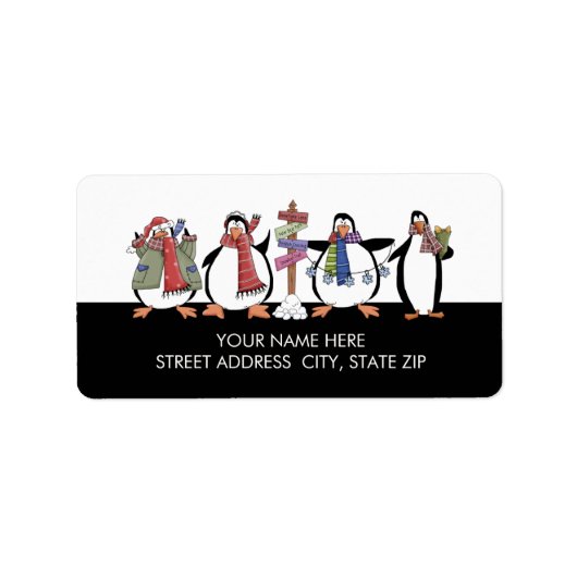 Christmas Penguins Address Mailing Labels Adressaufkleber (Vorne)