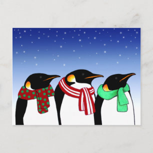 Christmas Penguins Holiday Post Card Feiertagspostkarte