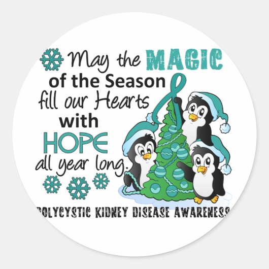 Christmas Penguins PKD Runder Aufkleber (Vorderseite)