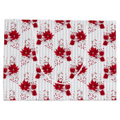 Christmas Peppermint | Candy Cane Poinsettia Holly Große Geschenktüte (Rückseite)