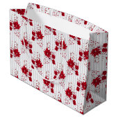 Christmas Peppermint | Candy Cane Poinsettia Holly Große Geschenktüte (Rückseite Schrägansicht)