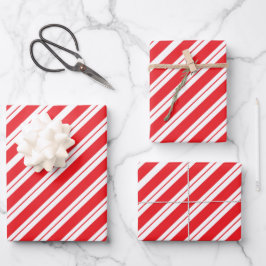 Christmas Peppermint Candy Stripes Geschenkpapier Set