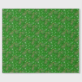 Christmas Peppermint Cycling Bike Snowflakes Green Geschenkpapier (Flach)