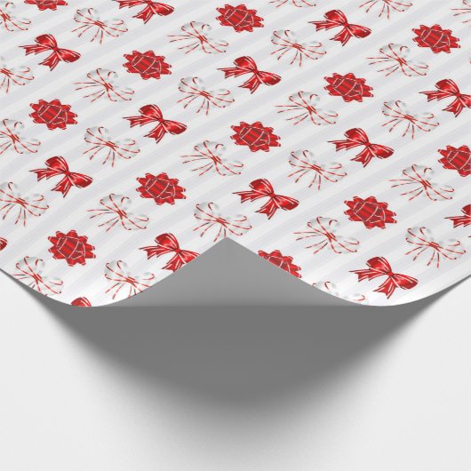 Christmas Peppermint | Festive Bow Pattern Geschenkpapier (Ecke)