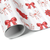 Christmas Peppermint | Festive Bow Pattern Geschenkpapier (Rolleneckpunkt)