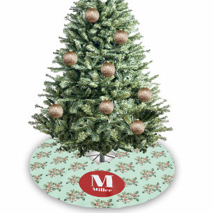 Christmas Peppermint Green Mistletoe Individuelle Polyester Weihnachtsbaumdecke
