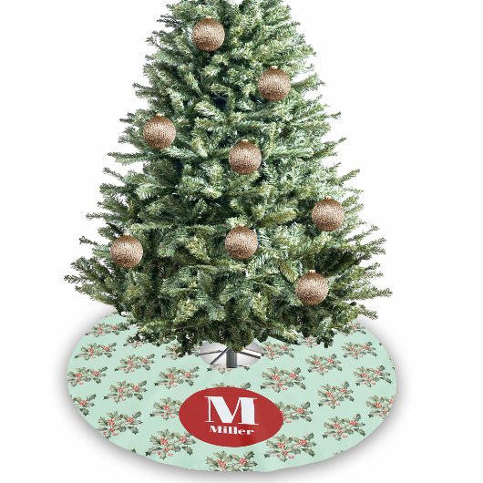 Christmas Peppermint Green Mistletoe Individuelle  Polyester Weihnachtsbaumdecke