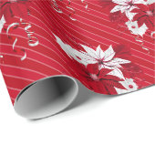 Christmas Peppermint | Poinsettia Stripe Pattern Geschenkpapier (Rolleneckpunkt)