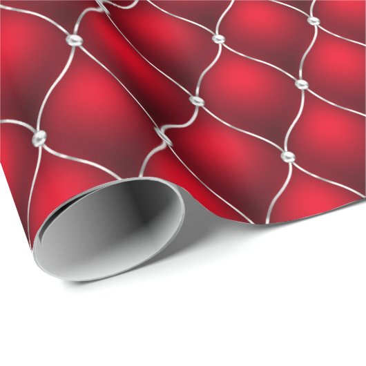 Christmas Peppermint | Quilted Red Luxe Pattern Geschenkpapier (Rolleneckpunkt)