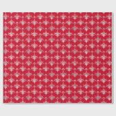 Christmas Peppermint | Red Damask Holiday Pattern Geschenkpapier (Flach)