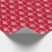 Christmas Peppermint | Red Damask Holiday Pattern Geschenkpapier (Ecke)