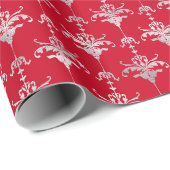Christmas Peppermint | Red Damask Holiday Pattern Geschenkpapier (Rolleneckpunkt)