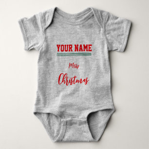 Christmas personalisiert Baby Jersey Bodysuit grau Strampler