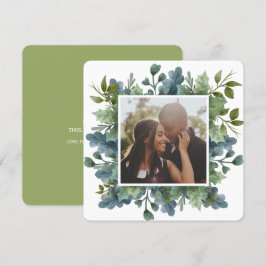 Christmas Personalisiert Blue Green Blätter Foto Feiertagskarte