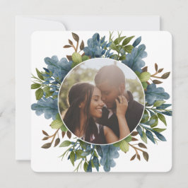 Christmas Personalisiert Blue Green Blätter Foto Feiertagskarte