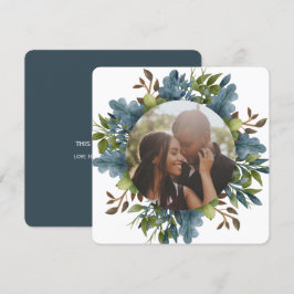 Christmas Personalisiert Blue Green Blätter Foto Feiertagskarte