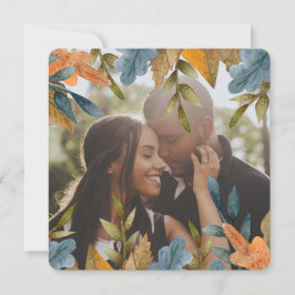 Christmas Personalisiert Blue Orange Blätter Foto Feiertagskarte